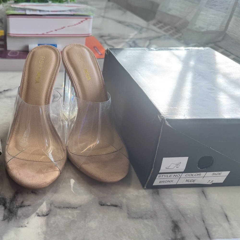 Posh Transparent and Tan Women's Mules